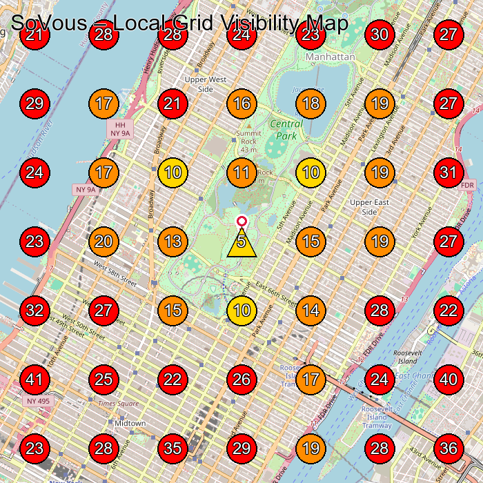 SoVous GeoGrid visibility map for Medical Spa in New York